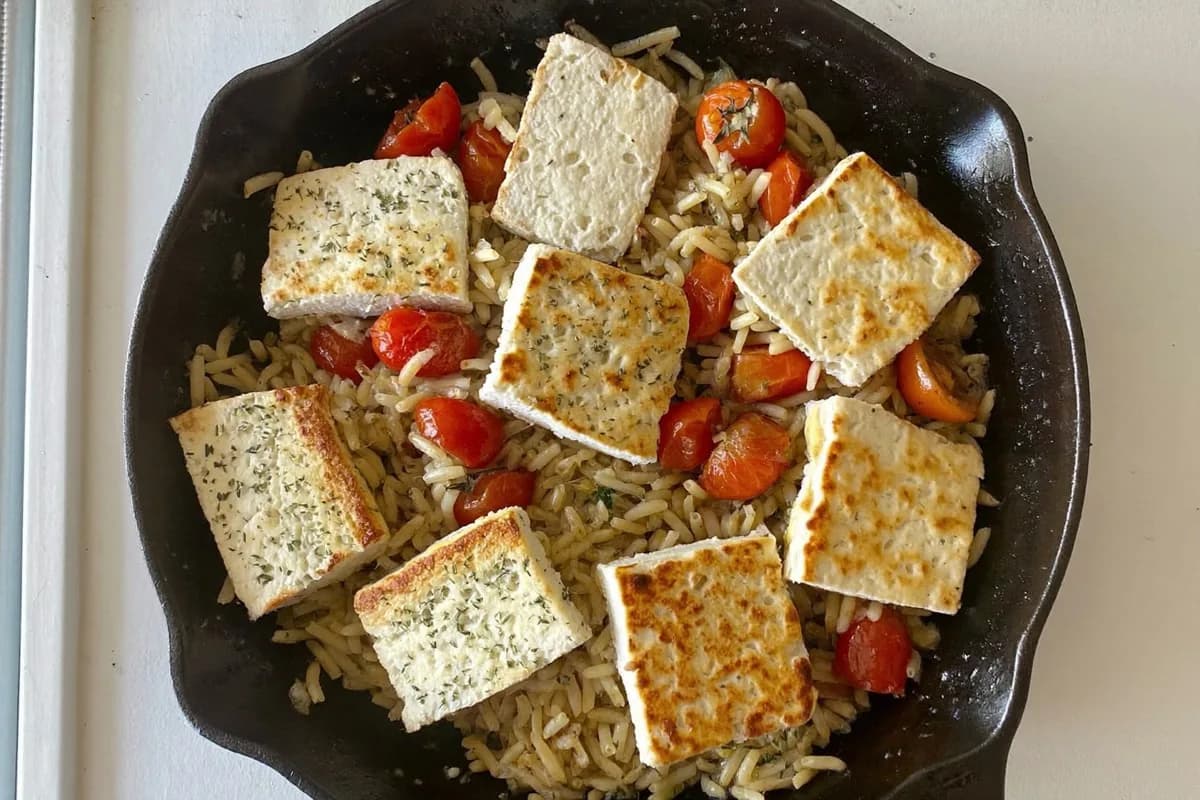 Crispy Feta Rice Bake